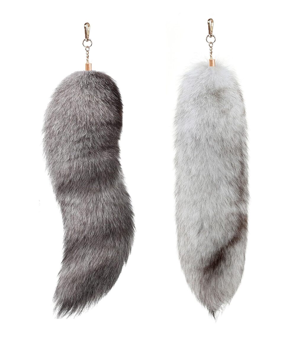 1350 Fluffy Therian Tail Keychain - Soft Fur Realistic Colors Durable